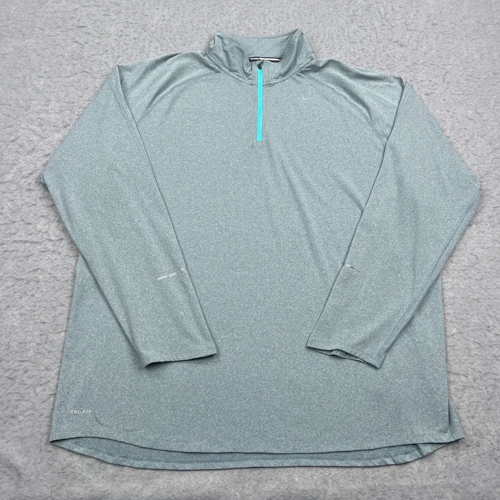 Nike Element 1/2 Zip Running Pullover Mens XXL Blue Heather Stretch Shirt 519199